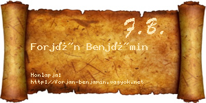 Forján Benjámin névjegykártya