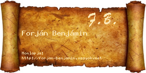 Forján Benjámin névjegykártya